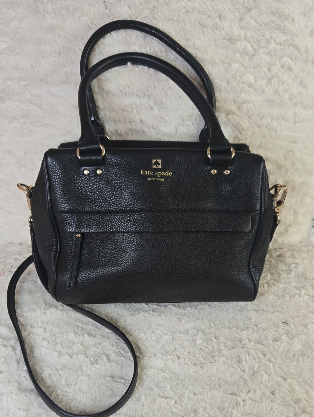 Kate Spade Black Pebbled Leather Satchel EUC